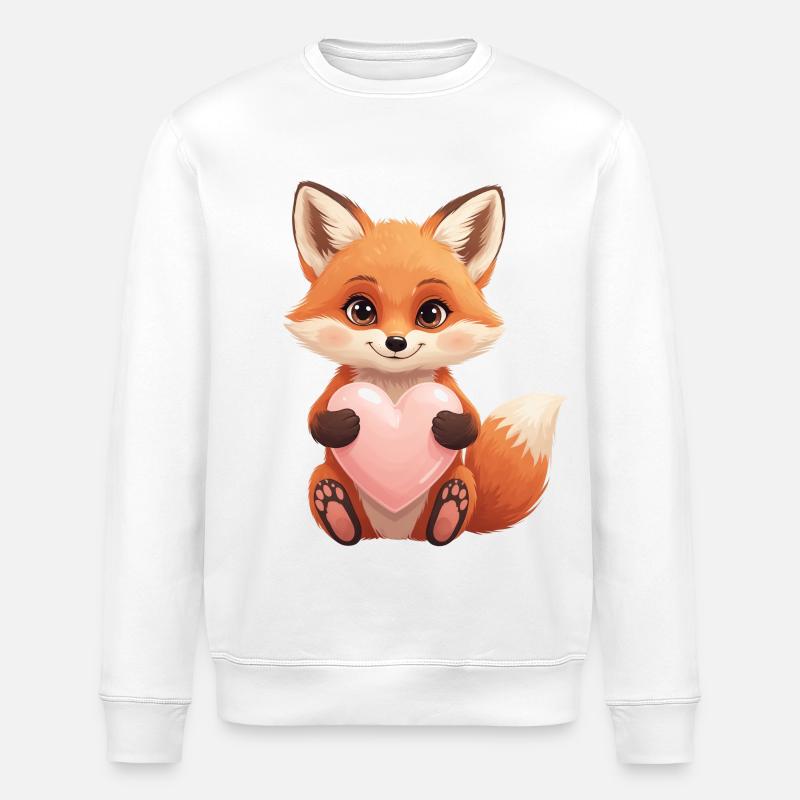 Süßer Fuchs mit Herz - Stanley/Stella Unisex Bio-Sweatshirt ROLLER - Weiß