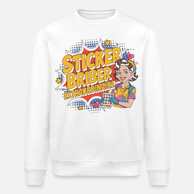 Pediatric Nurse Sticker Briber Pediatric Nursing - Stanley/Stella ROLLER Unisex Organic Sweatshirt - white