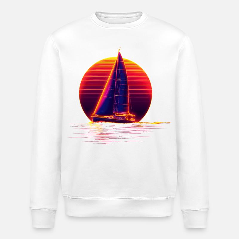Retro Sailing - Stanley/Stella ROLLER Unisex Organic Sweatshirt - white