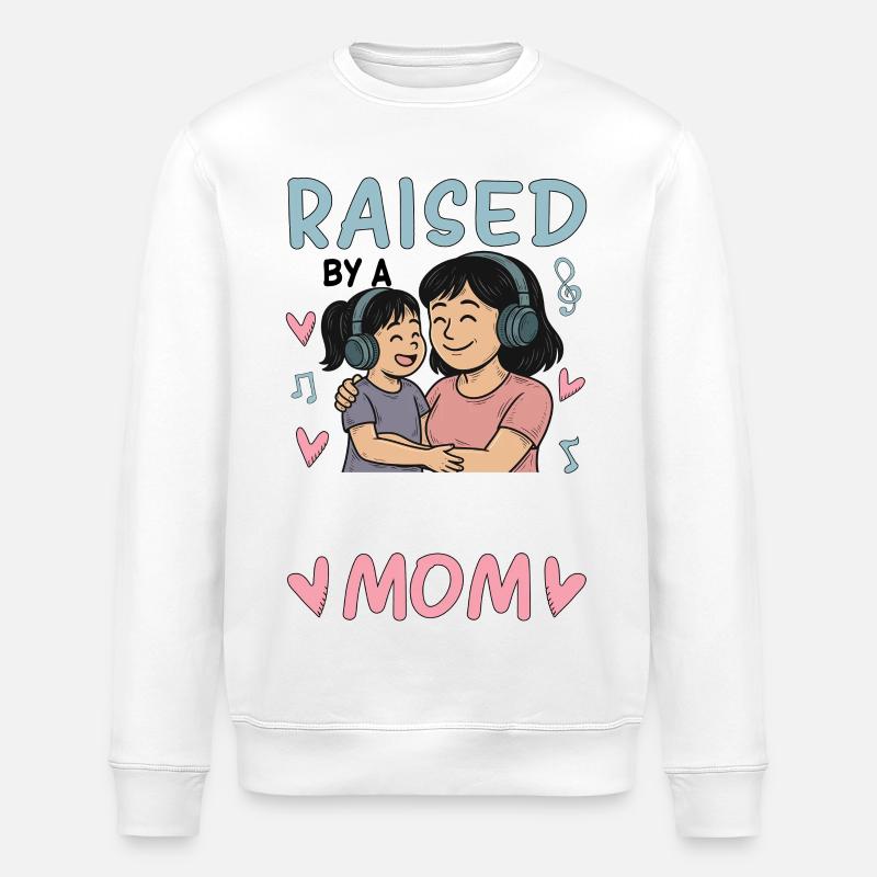 Raised By A K-Pop Mom - Stanley/Stella ROLLER Unisex Organic Sweatshirt - white