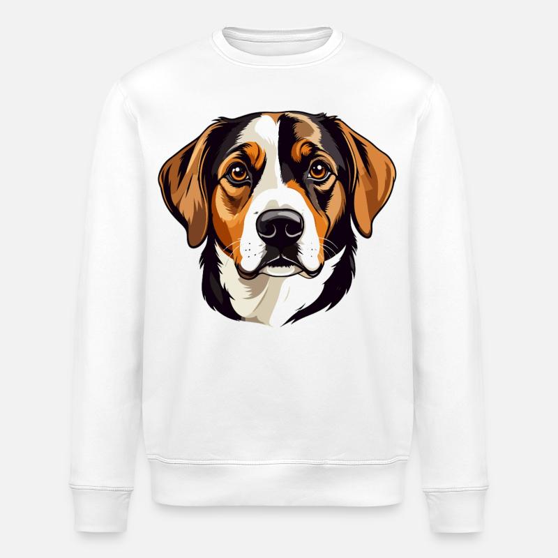 Beagle head vector illustration - Stanley/Stella ROLLER Unisex Organic Sweatshirt - white