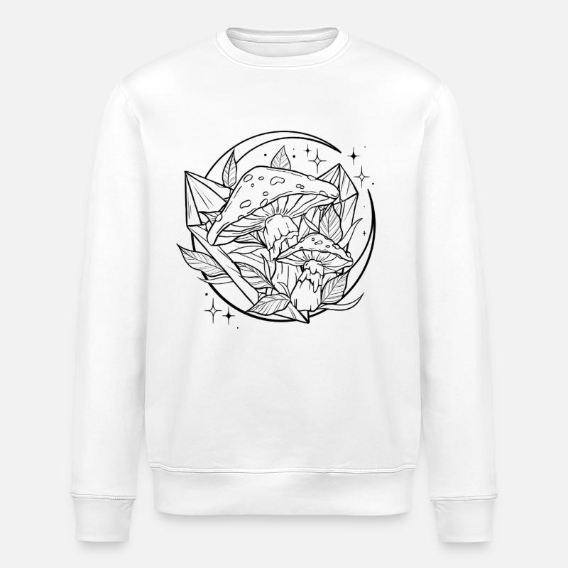 Witchy Toadstool with Magic Crystal - Stanley/Stella ROLLER Unisex Organic Sweatshirt - white