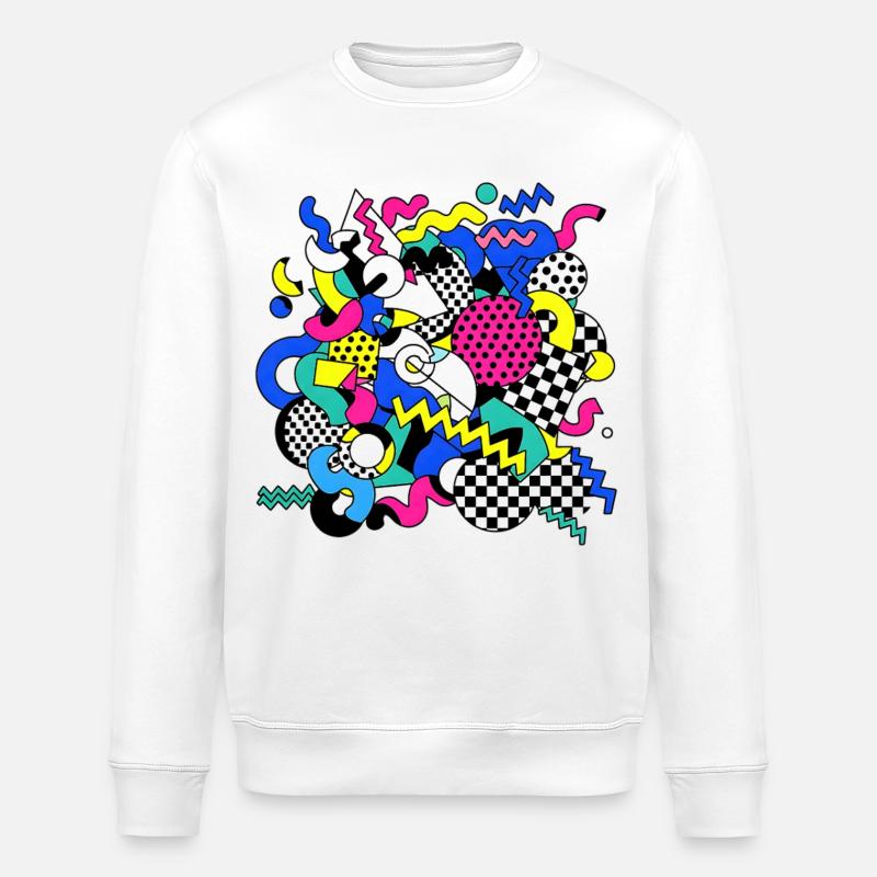 Neon Chaos Pop Art Pattern - Stanley/Stella ROLLER Unisex Organic Sweatshirt - white