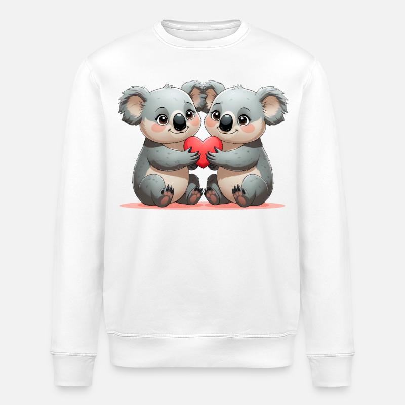 Koalas mit Herz: Freundschaft - Stanley/Stella Unisex Bio-Sweatshirt ROLLER - Weiß