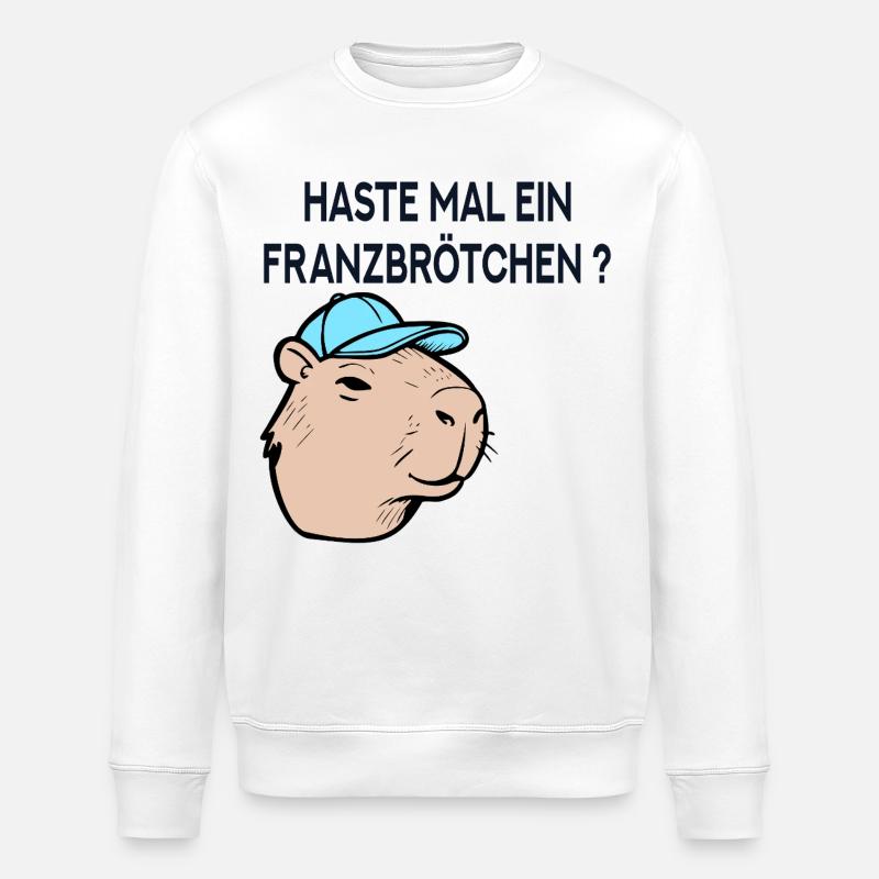 Franzbrötchen Hamburg Capybara - Stanley/Stella Unisex Bio-Sweatshirt ROLLER - Weiß