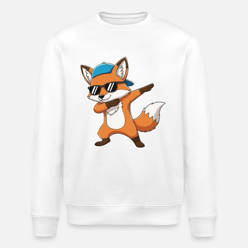 Cool Dabbing Fox Sunglasses Cartoon-Kunst - Stanley/Stella Unisex Bio-Sweatshirt ROLLER - Weiß