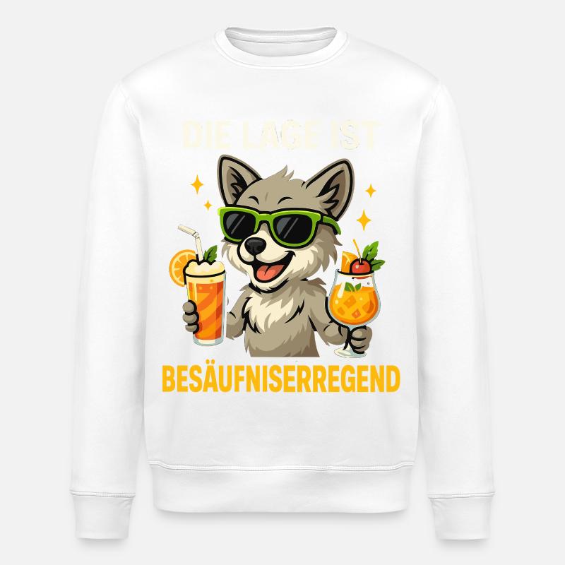 besäufniserregend spruch, party hund - Stanley/Stella Unisex Bio-Sweatshirt ROLLER - Weiß