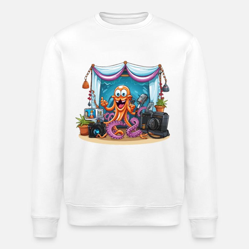 Oktopus Influencer auf Bühne - Stanley/Stella Unisex Bio-Sweatshirt ROLLER - Weiß