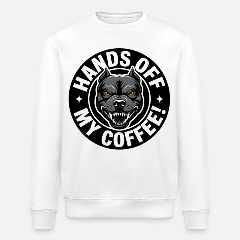 Lustiges Kaffee-Shirt mit wütendem Hund - Stanley/Stella Unisex Bio-Sweatshirt ROLLER - Weiß