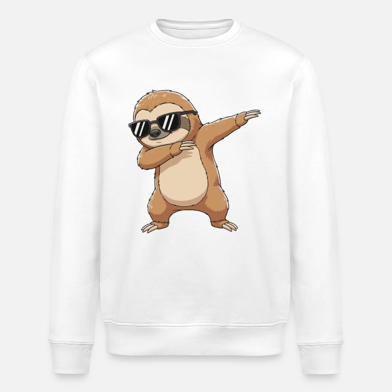 Dessin animé Cool Dab Sloth - Sweat bio ROLLER Stanley/Stella Unisexe - blanc