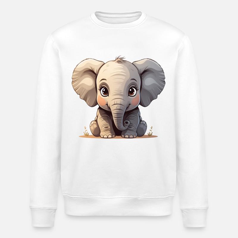 Dessin animé mignon bébé éléphant - Sweat bio ROLLER Stanley/Stella Unisexe - blanc