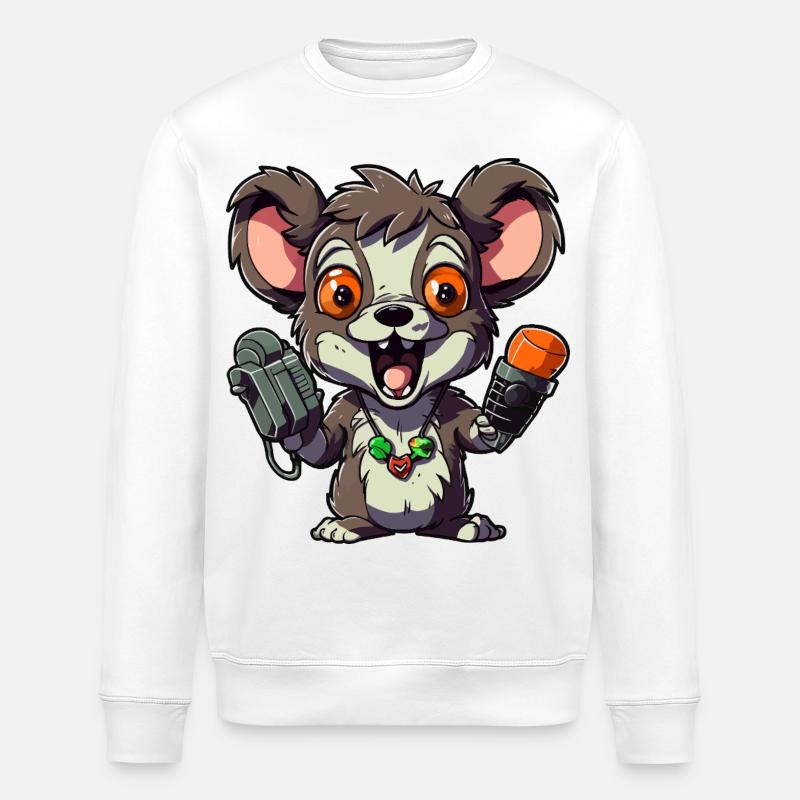 Chibi Ratten-Mikrofon-Combo - Stanley/Stella Unisex Bio-Sweatshirt ROLLER - Weiß