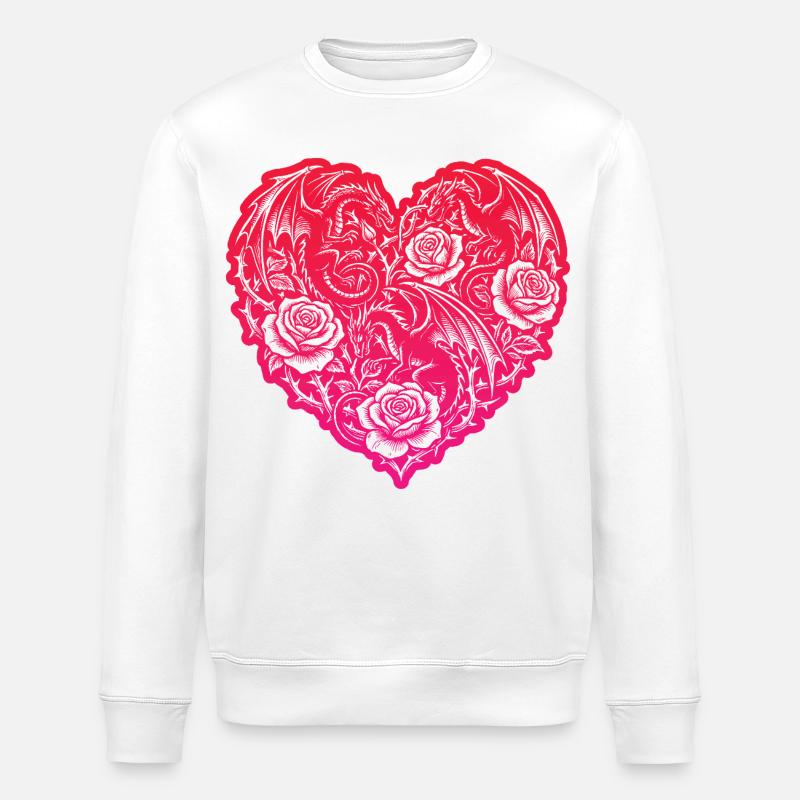 Cœur Dragons Romantiques Amour - Sweat bio ROLLER Stanley/Stella Unisexe - blanc