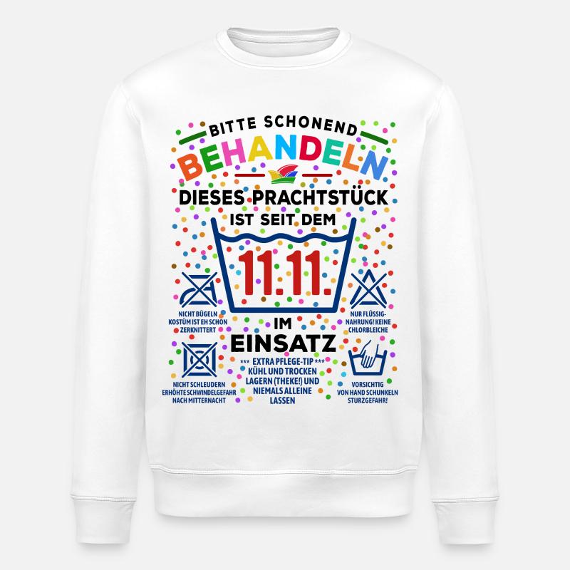 seit 11.11. im Einsatz | Karneval Kostüm - Stanley/Stella Unisex Bio-Sweatshirt ROLLER - Weiß