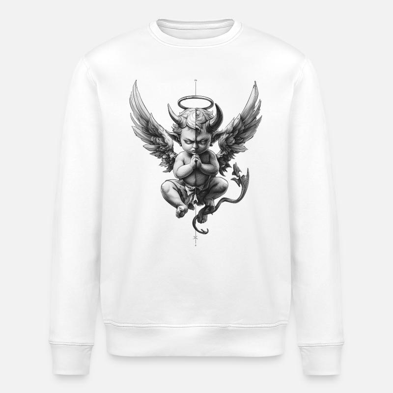 Engel und Teufel: Schwarzweiß - Stanley/Stella Unisex Bio-Sweatshirt ROLLER - Weiß