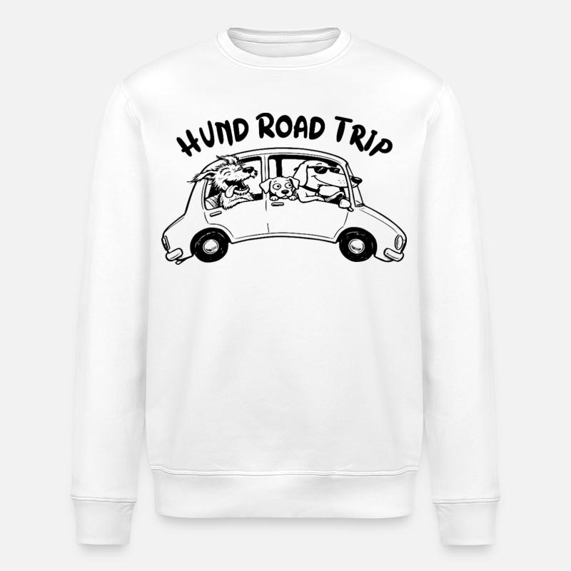 Hunde-Roadtrip-Autoreise – lustige Geschenkidee - Stanley/Stella Unisex Bio-Sweatshirt ROLLER - Weiß