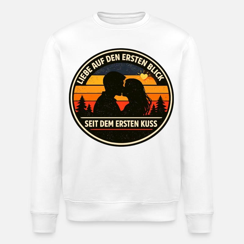 Liebe auf den ersten Blick Spruch - Stanley/Stella Unisex Bio-Sweatshirt ROLLER - Weiß