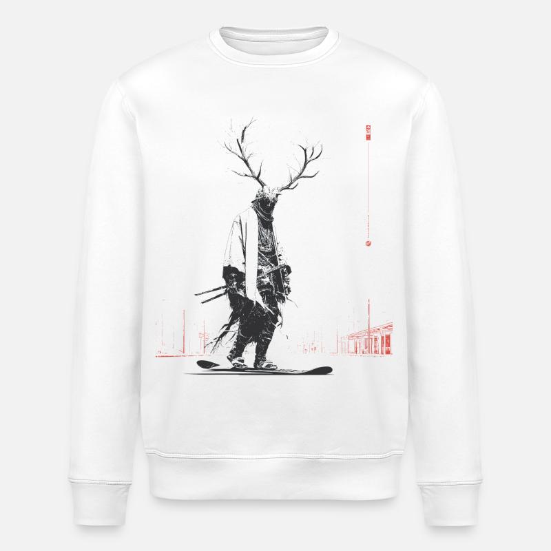 Waldgeist mit Geweihbaum - Stanley/Stella Unisex Bio-Sweatshirt ROLLER - Weiß