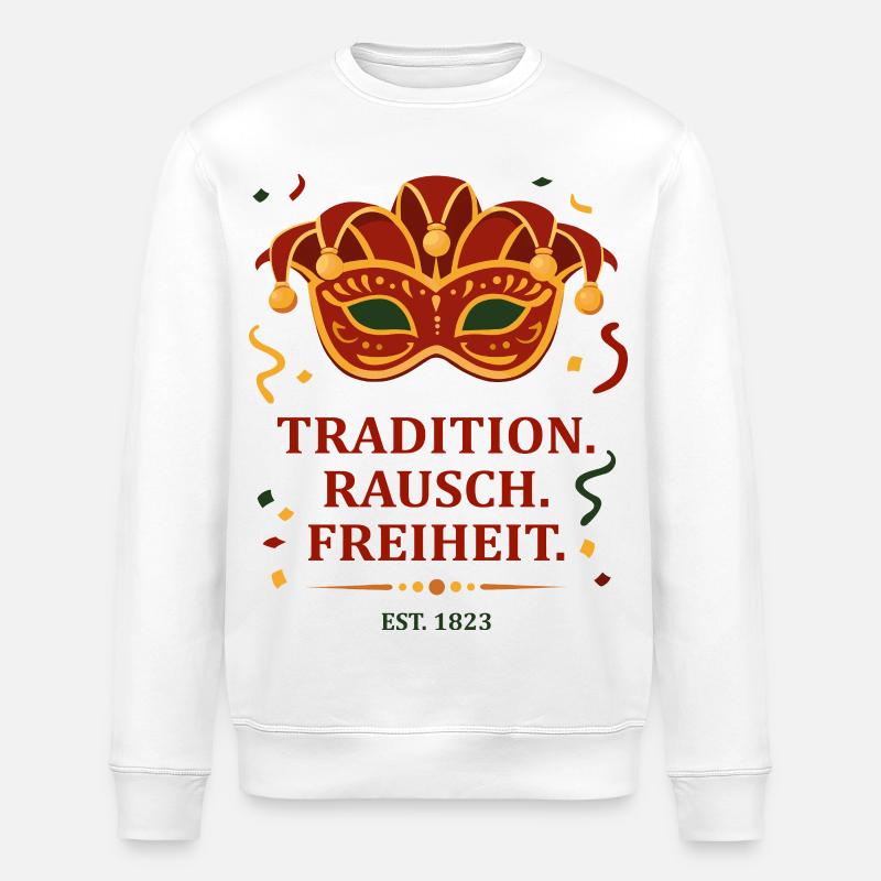 Tradition. Rausch. Freiheit. – Karnevalsmaske - Stanley/Stella Unisex Bio-Sweatshirt ROLLER - Weiß