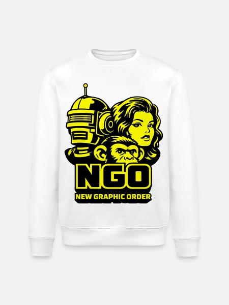 NGO Neon Pop Retro Portraits - Stanley/Stella ROLLER Unisex Organic Sweatshirt - white