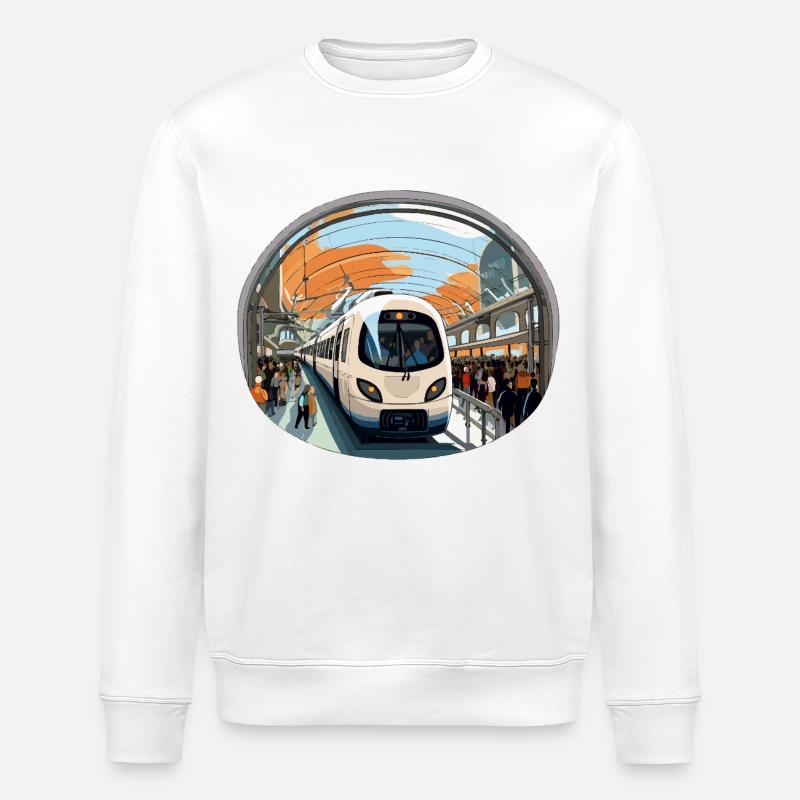 Zug am Orangendrahtbahnhof - Stanley/Stella Unisex Bio-Sweatshirt ROLLER - Weiß