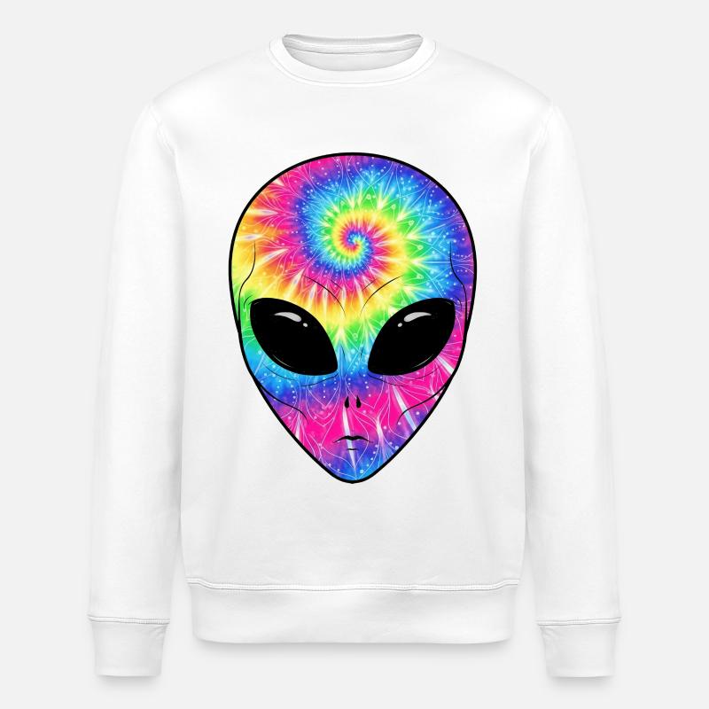 Psychedelisches Batik-Alien-Gesicht - Stanley/Stella Unisex Bio-Sweatshirt ROLLER - Weiß