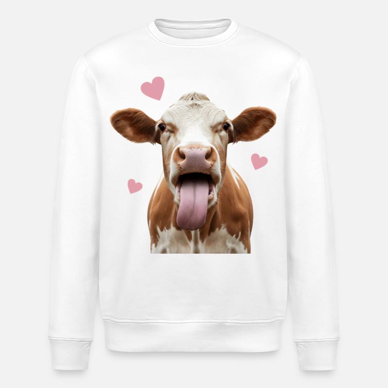 Kuhliebe – Süße Kuh mit Herz - Stanley/Stella Unisex Bio-Sweatshirt ROLLER - Weiß