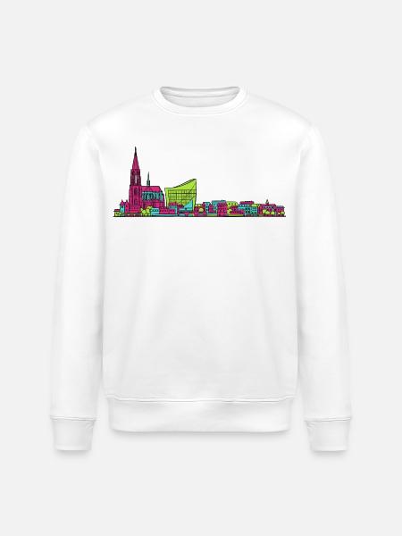 Straßburger Skyline Kathedrale Linienkunst - Stanley/Stella Unisex Bio-Sweatshirt ROLLER - Weiß