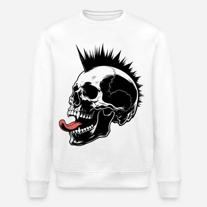 Skull Mohawk Punk Rocker Totenkopf - Stanley/Stella Unisex Bio-Sweatshirt ROLLER - Weiß