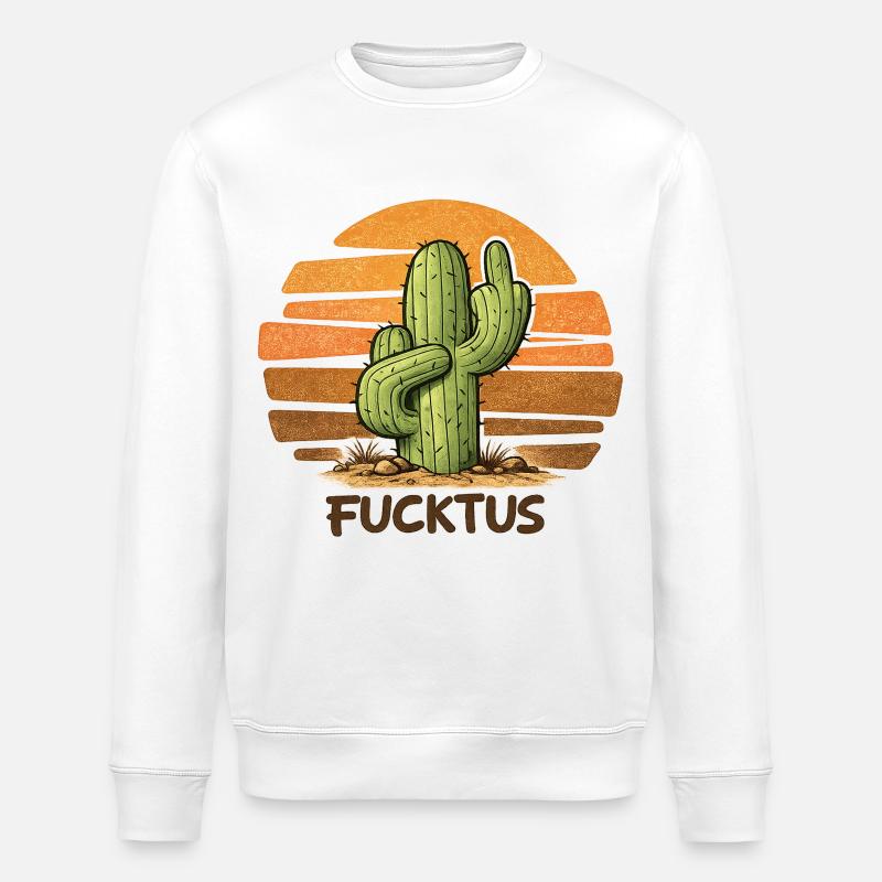 Fucktus – Kaktus mit Mittelfinger - Stanley/Stella Unisex Bio-Sweatshirt ROLLER - Weiß