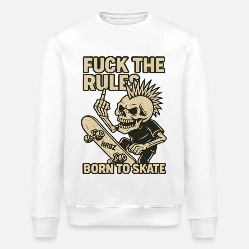 Né pour Skate – Skeleton Punk - Sweat bio ROLLER Stanley/Stella Unisexe - blanc