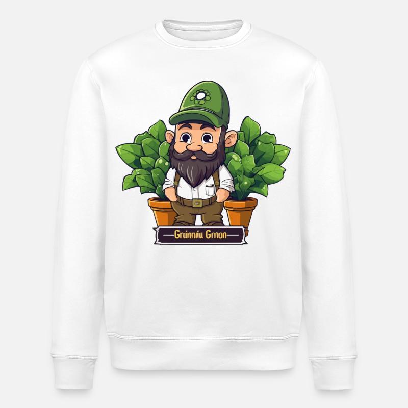 Green Gardener Gnome Comic - Stanley/Stella ROLLER Unisex Organic Sweatshirt - white