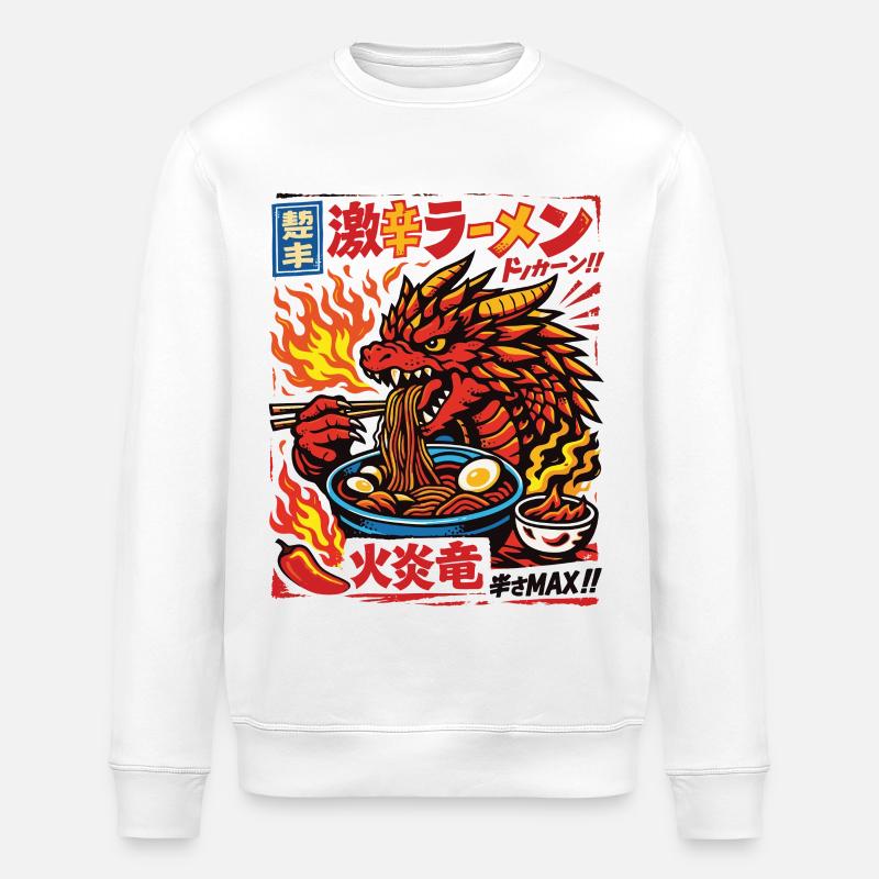 Drachen | Ramen | Nudelsuppe | extra scharf - Stanley/Stella Unisex Bio-Sweatshirt ROLLER - Weiß