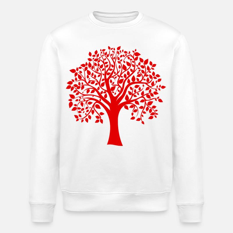 Rote Jumbo-Baum-Print-Silhouette - Stanley/Stella Unisex Bio-Sweatshirt ROLLER - Weiß