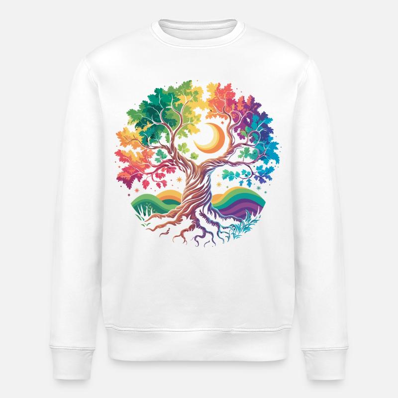 Regenbogenbaum Mondzauber - Stanley/Stella Unisex Bio-Sweatshirt ROLLER - Weiß