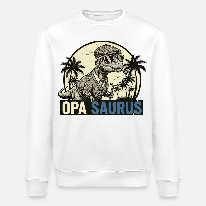 Opasaurus Rex – Lustiges Opa Dinosaurier Geschenk - Stanley/Stella Unisex Bio-Sweatshirt ROLLER - Weiß