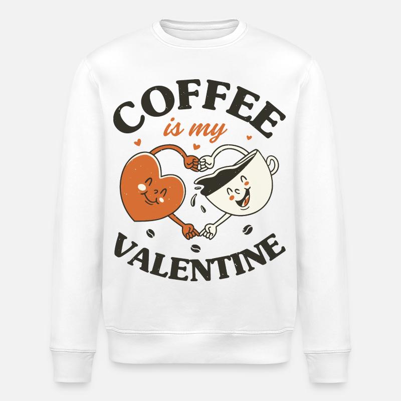 Le café est ma Saint-Valentin - Sweat bio ROLLER Stanley/Stella Unisexe - blanc