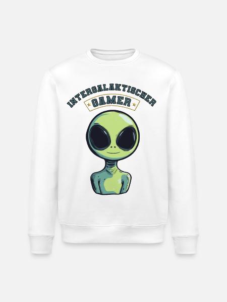 intergalaktischer gamer alien zocken - Stanley/Stella Unisex Bio-Sweatshirt ROLLER - Weiß