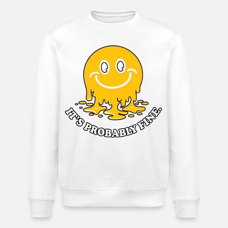 Melting Smile Meme - Stanley/Stella Unisex Bio-Sweatshirt ROLLER - Weiß