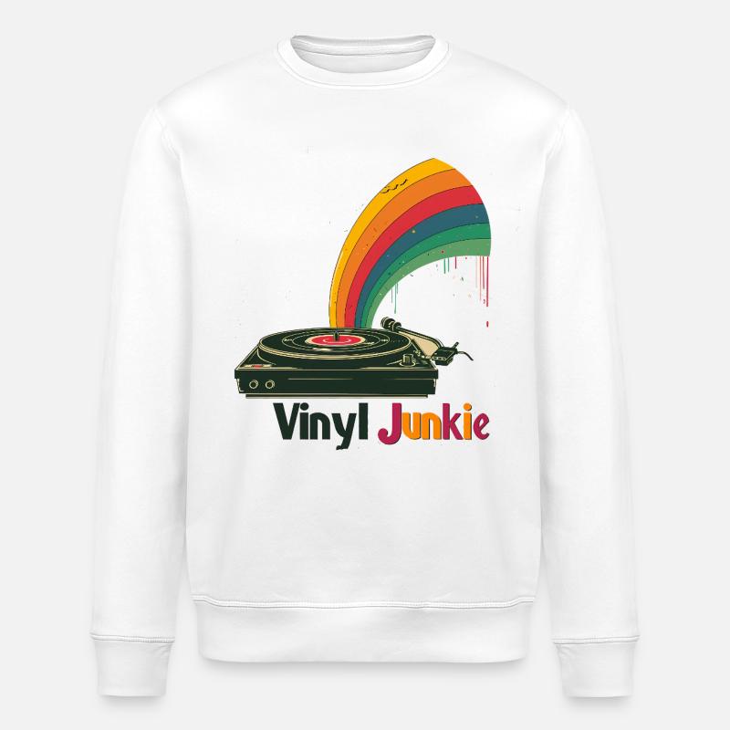 Vinyl Junkie Retro Turntable Design - Stanley/Stella Unisex Bio-Sweatshirt ROLLER - Weiß