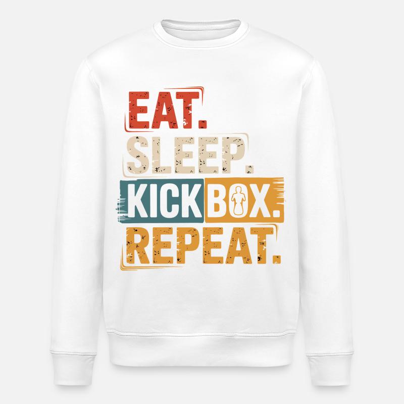 Eat Sleep Kickbox Repeat - Stanley/Stella Unisex Bio-Sweatshirt ROLLER - Weiß