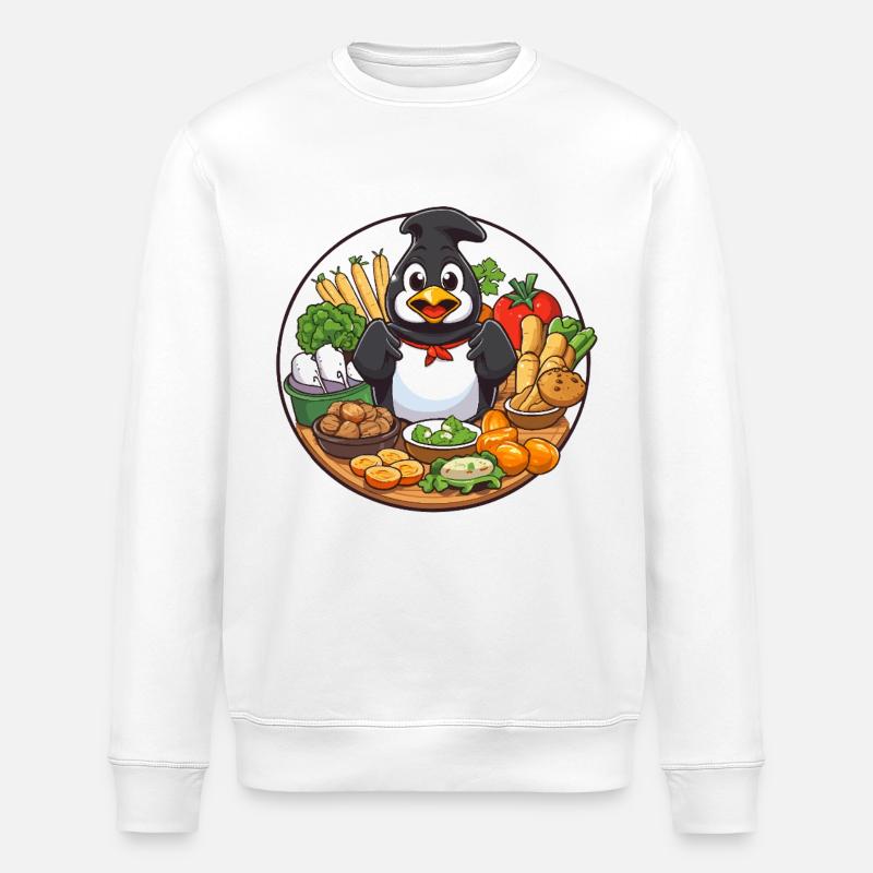 Kochpinguin im Gemüsekorb - Stanley/Stella Unisex Bio-Sweatshirt ROLLER - Weiß