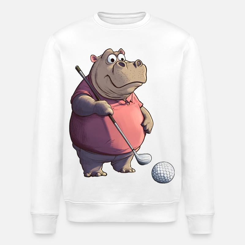 Hippopotames Golf / Hippopotame Golfeur - Sweat bio ROLLER Stanley/Stella Unisexe - blanc