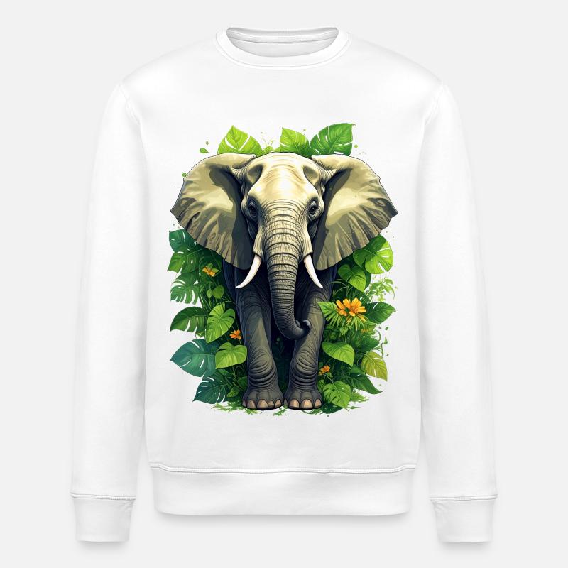 Ein Elefant im Dschungel - Stanley/Stella Unisex Bio-Sweatshirt ROLLER - Weiß