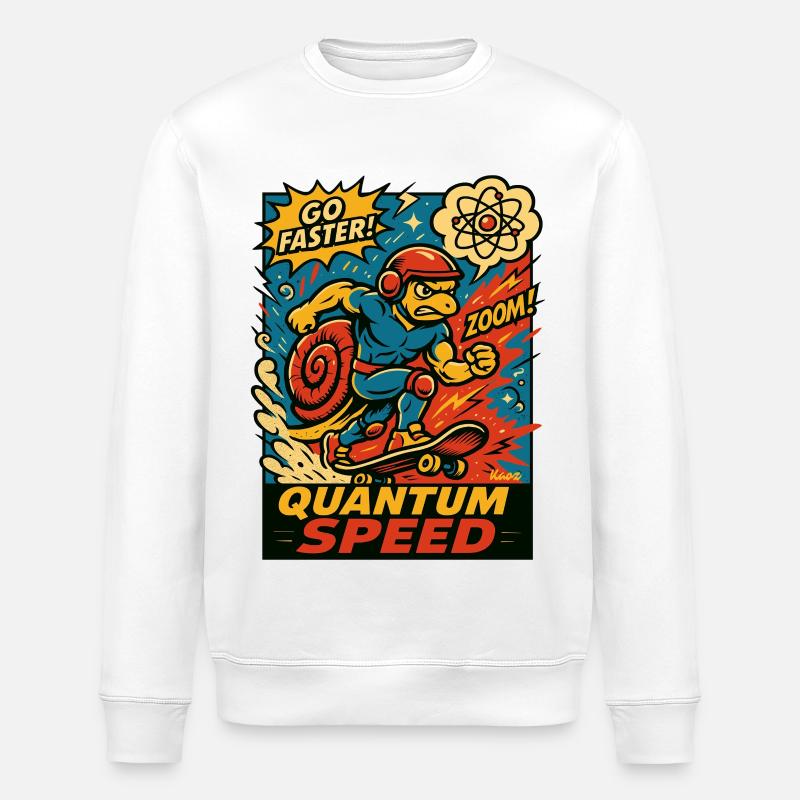 Quanten-Speed Schildkröte Skateboard - Stanley/Stella Unisex Bio-Sweatshirt ROLLER - Weiß