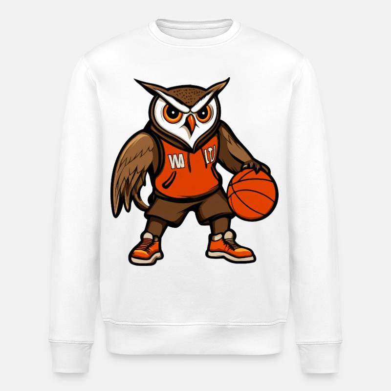 Eule Basketball - Stanley/Stella Unisex Bio-Sweatshirt ROLLER - Weiß