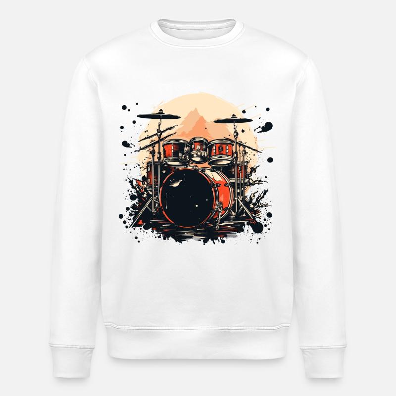 Drum Graphics - Stanley/Stella ROLLER Unisex Organic Sweatshirt - white