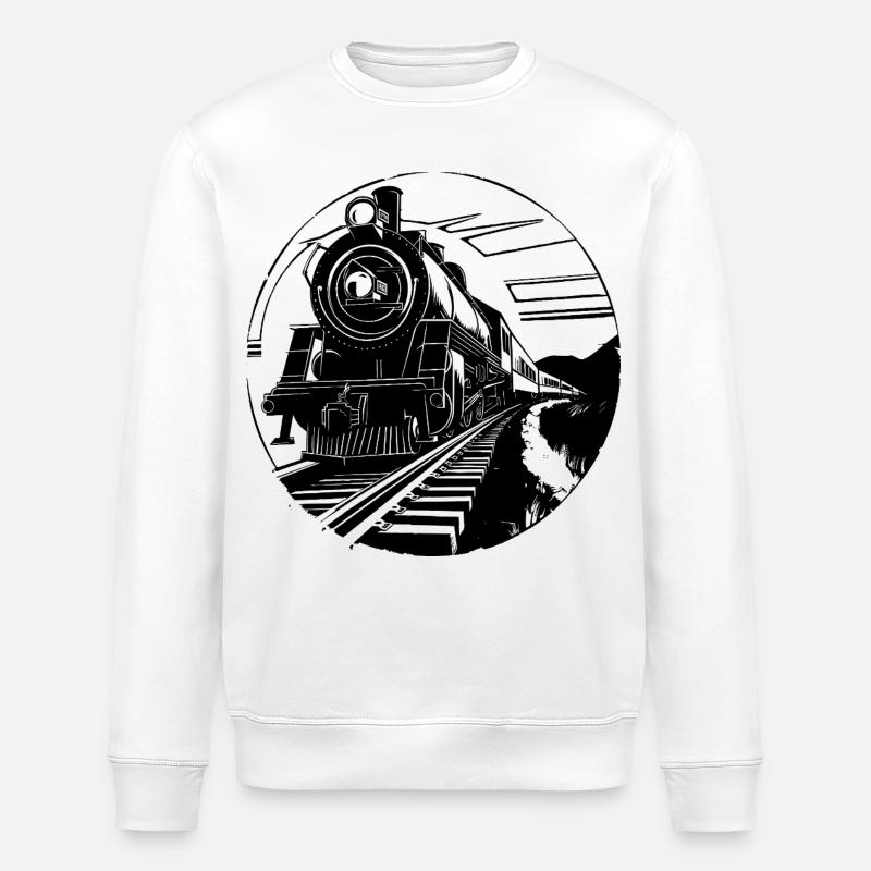 Eisenbahn Zeichnung - Stanley/Stella Unisex Bio-Sweatshirt ROLLER - Weiß