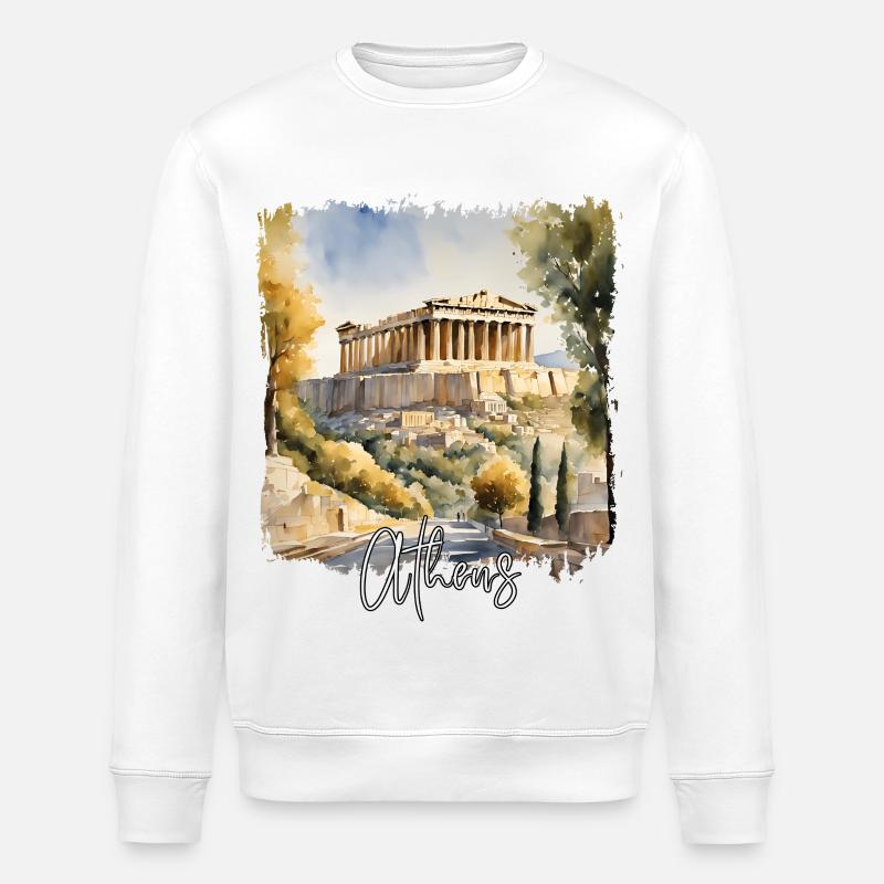 Aquarelle d’Athènes, Athènes Grèce - Sweat bio ROLLER Stanley/Stella Unisexe - blanc