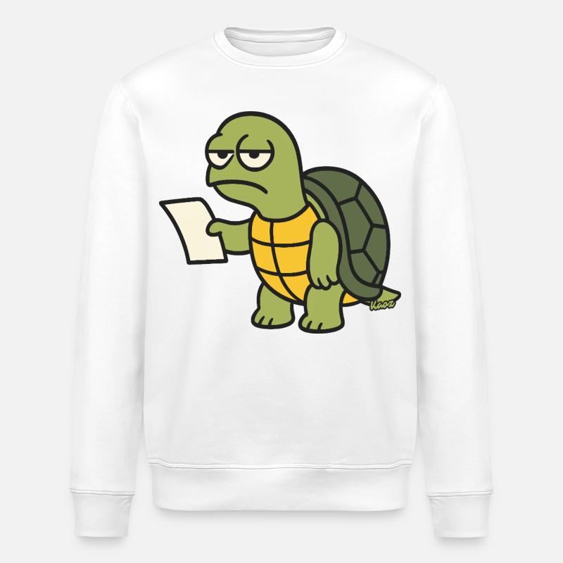 Langsame Schildkröte mit Papier - Stanley/Stella Unisex Bio-Sweatshirt ROLLER - Weiß